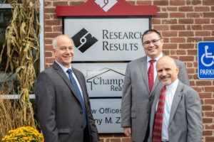 Research Results Ribbon Cutting - Picture of Steve Champa, Champa Realty, Anthony Zarrella, Anthony Zarrella Law Office and John Zarrella, President, Research Results Inc.